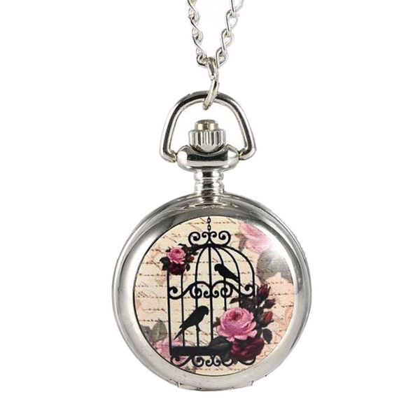 

fashion trumpet two bird cages pocket watch creative mini pocket watch, Slivery;golden