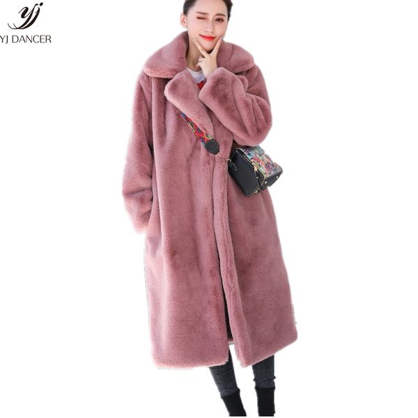 

2018 autumn and winter fashion new fur coat female long section slim slimming imitation water velvet fur coat thickening hjb359, Black
