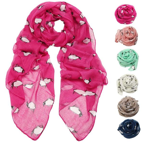 

womail women sarft lady fashion penguin print shawl voile rectangle scarf scarves bandana 2019 dropship f12, Blue;gray