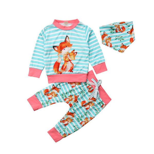 

pudcoco cute cartoon striped clothes set for toddler kids baby boy girl stripe shirt sweatshirts long pants outfits, Pink;blue