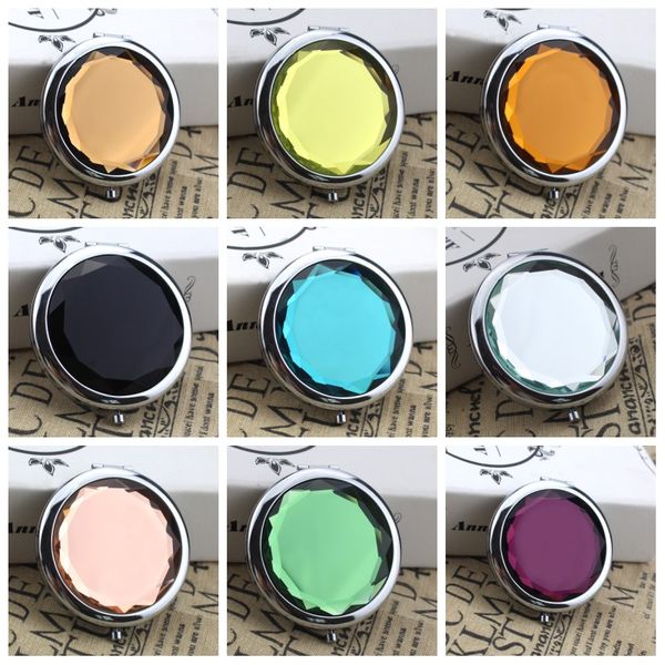 

metal cosmetic mirror crystal folding small mirrors make up wedding favor gift women portable outdoor travel 2 5hr h1