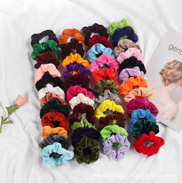 

women girls elegant velvet solid elastic hair bands ponytail holder scrunchies tie hair rubber band headband lady hair accessories