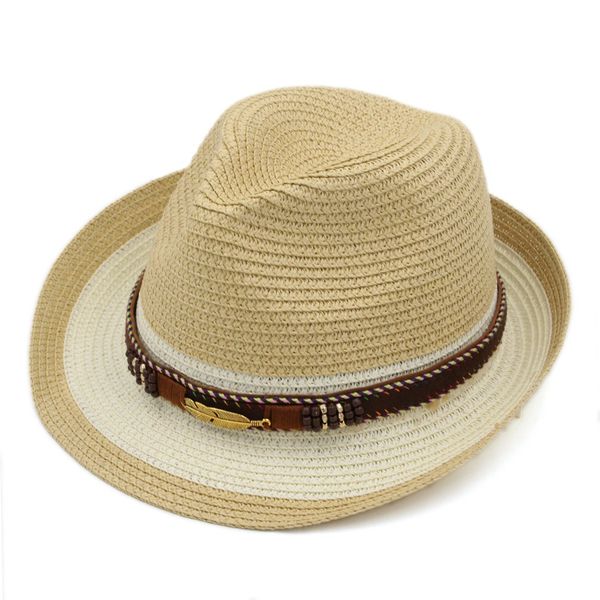 

plastic straw chapeau women men spring summer beach party outdoor street sunhat fedora upturn roll-up brim trilby lover hat, Blue;gray