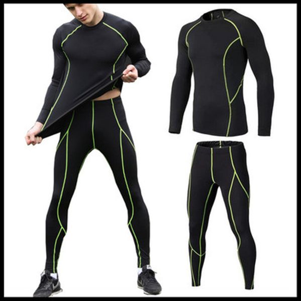 

new 2019 pro spring and summer tights long-sleeved men's elastic sportswear suits basketball football training base quick-drying set, Gray