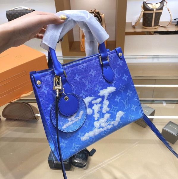 

2020 popular ladies new classic wild new fashion blue leather ladies handbag shoulder bag ladies messenger bag business bag wallet