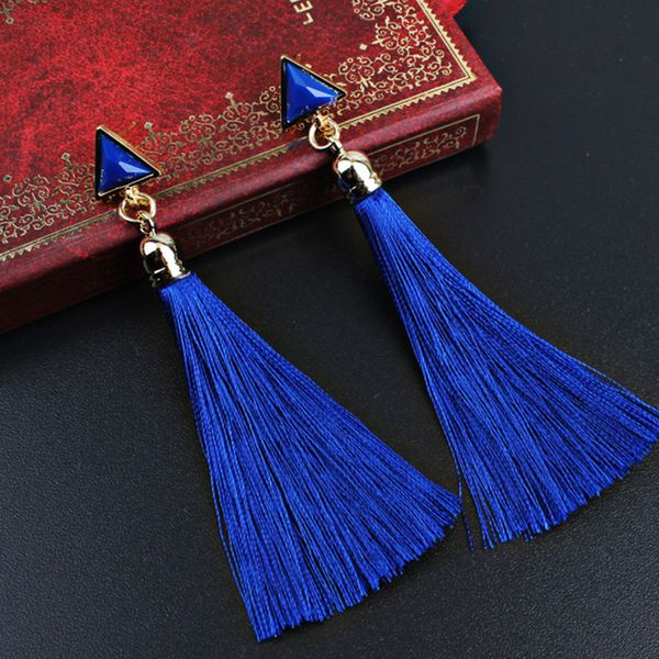 

zvzo long tassel earrings for women geometric triangle fringed earrings female 2019 fashion dangle jewelry hanging oorbellen, Silver