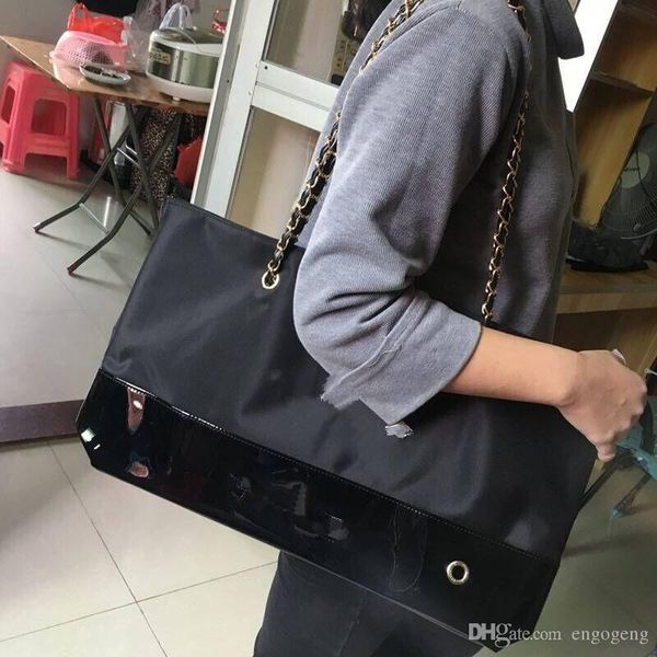 

2017new famous trademark black shopping waterproof cloth classic travel bag ladies casual bottom stitching pu bag fashion casual bag (anita