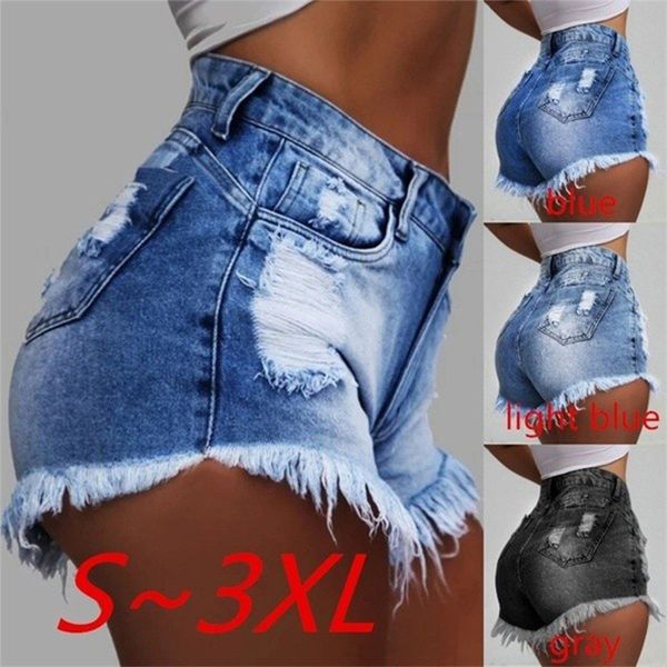

womens tassel hole denim shorts summer designer solid color famale mid waist casual pants, White;black