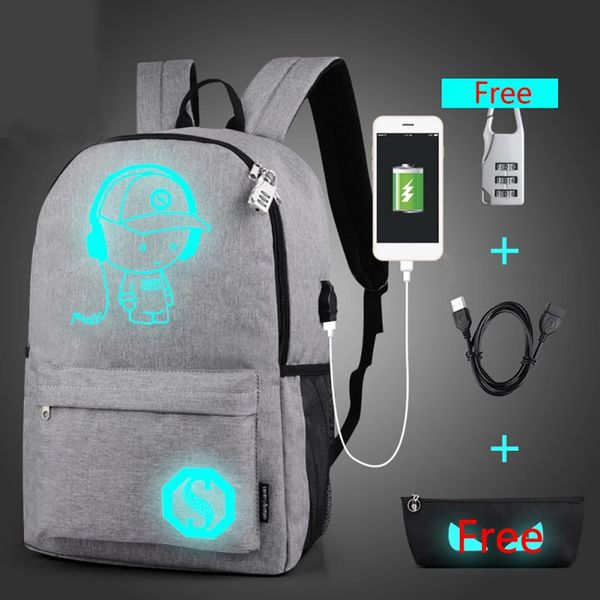 

city jogging bags outdoor luminous sports backpack with usb charge port (not include power), students anti-theft lapbackpack