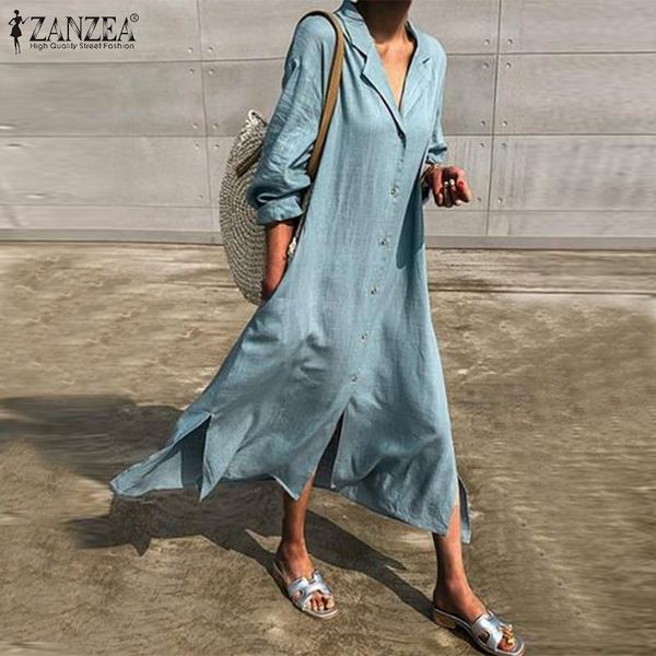 

women's elegant neck button down long skirt zanzeya autumn solid cotton sun suit women's long skirt pajama label coat, Black;gray