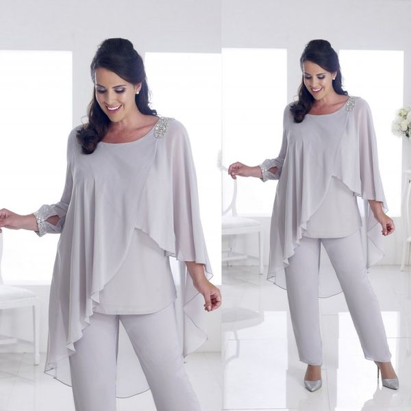 

плюс размер матери невесты брюки светло-серебряные бусы длиной до пола свадебное платье для гостя дешевые шифон вечерние платья, Black;red