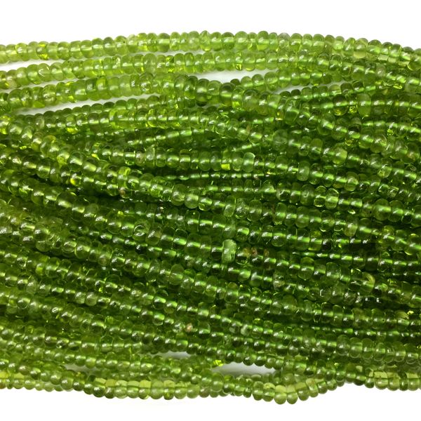 

natural genuine green peridot loose gemstone rondelle beads 16" 06118, Black