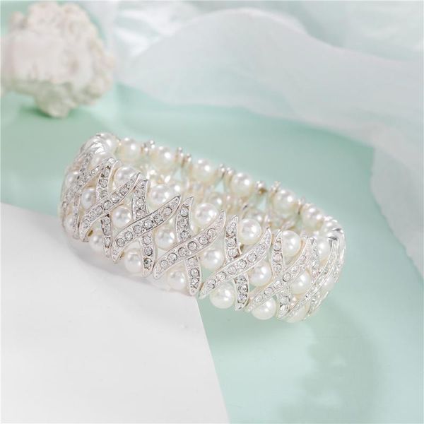 

stretch elegant pearl bracelets bangles for women fashion wedding lover jewelry bracelet party pearl gifts, Black