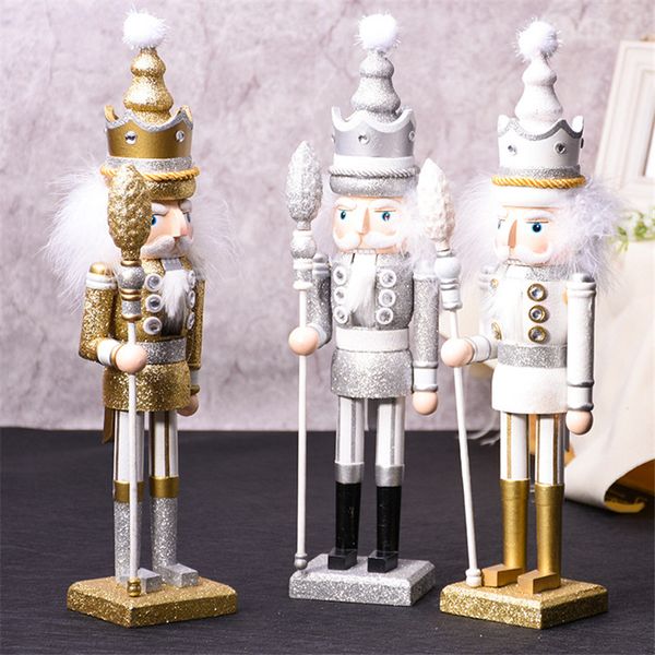 

42cm nutcracker glitter soldier puppet wooden crafts home decoration deskornaments christmas birthday gifts toy for girl kids