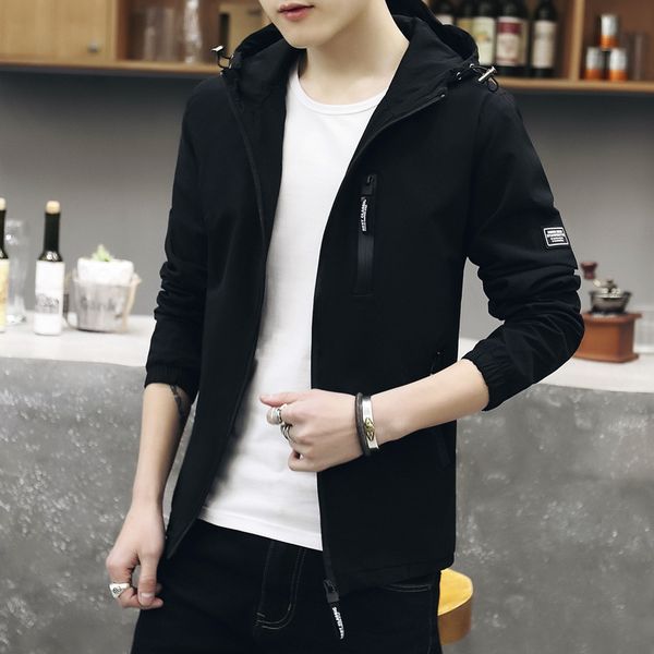 

training students jacket men's new style autumn youth coat long sleeve hooded clothing trend men's coat school jac, Black;brown