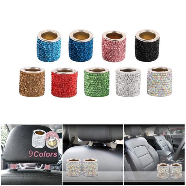 

2pcs car seat headrest collar decor decor seat rod diamond ring car-styling interior mouldings rhinestone ornament #f