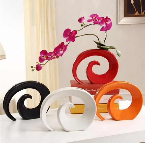 

modern ceramic vase for home decor tablevase white red black orange color choice