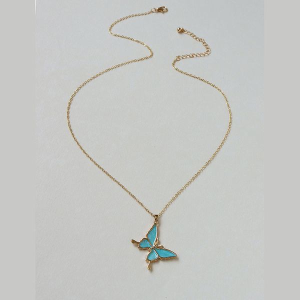 

2020 ins gold chain butterfly rainboe pendant choker necklace summer korean fashion party jewelry, Golden;silver