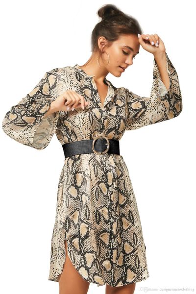 

рубашка женщины сексуального платья snake printed дизайнер весна vestidoes мода платье с поясами, Black;gray