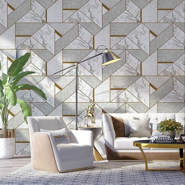 Modern 3d Grey Geometric Wallpaper Living Room Bedroom Tv Background Wall Marble Wall Papers Roll Pvc Waterproof Covering Hq Wallpapers Widescreen Hq