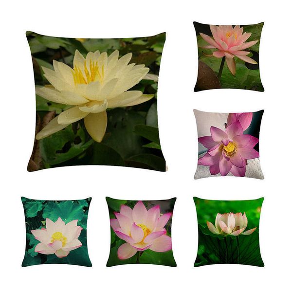 

подушка обложка мода природный розовый белый лотос home decor наволочки автомобилей диван throw подушка сиденья zy313