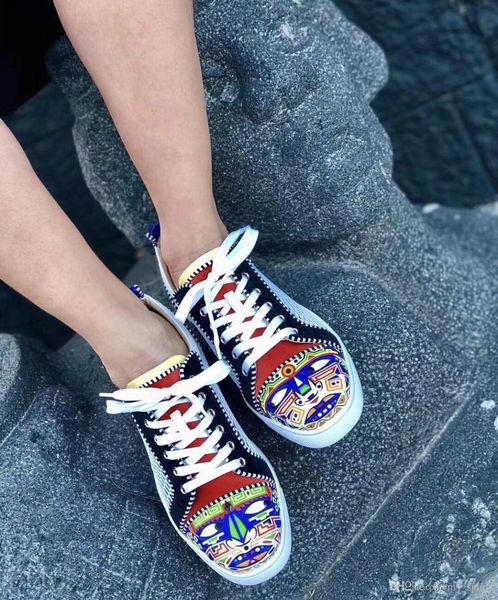 

fashion style red bottom flat men hi-sneaker shoes for men perfect red sole sneakers summer mesh breather sneakers "eyes" toe prin, Black