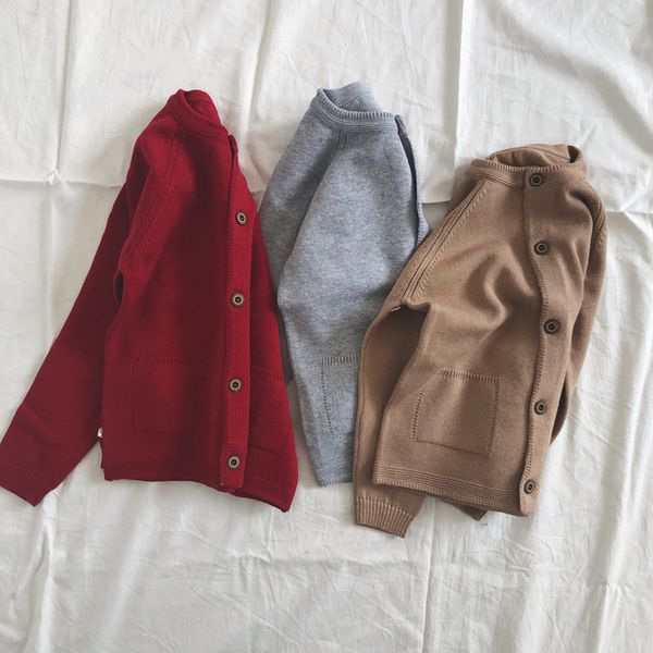 

2018 новая осень девочка свитер вскользь девушки хлопка кардиган с длинным рукавом твердые дети трикотажные свитера сладкие детские эпикиров, Blue