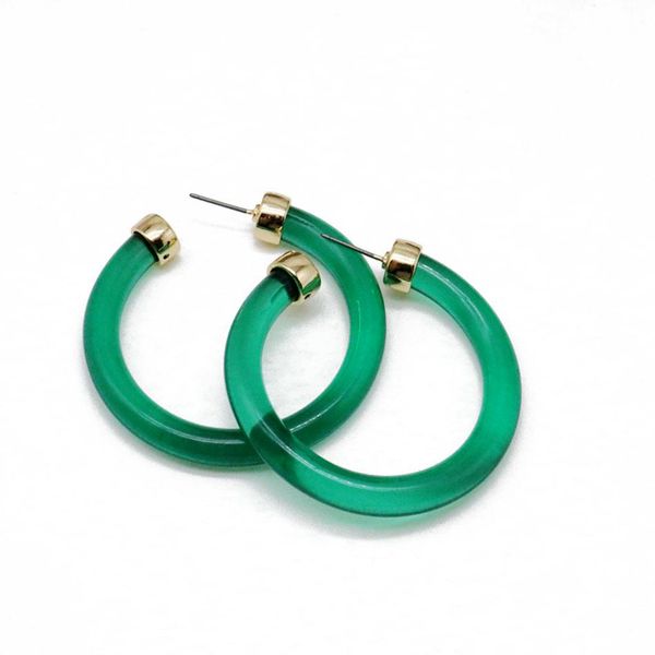 

sweet green resin c shaped cute elegant stud earring for women, fashion earring, Golden;silver