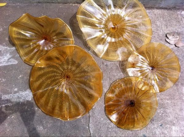 

100% mouth blown borosilicate glass plates for wall hanging dale chihuly craft murano glass decorative plates