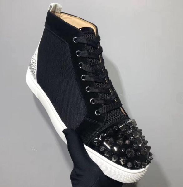 

original red bottom sneakers for men with spikes black net hole fashion casual mens shoes, 2019 men leisure trainer footwear eur 35--47