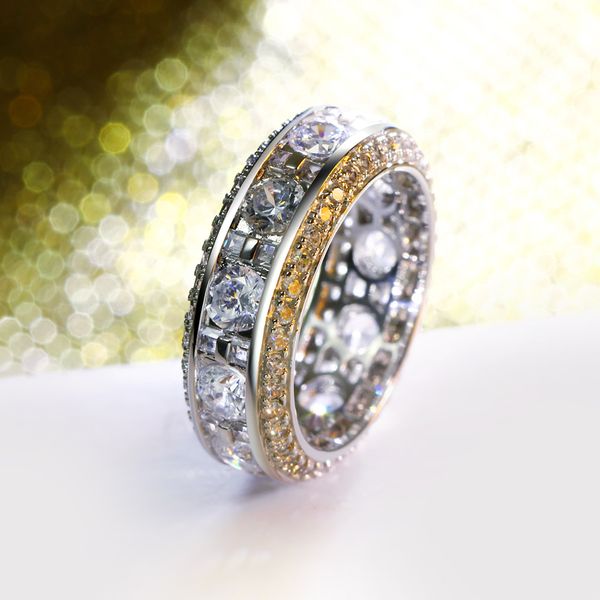 

горячие кольца размером 5,6,7,8,9,10 покрыты 18-каратным золотом и платиновой оправой с круговыми кольцами из высококачественного кубическог, Golden;silver