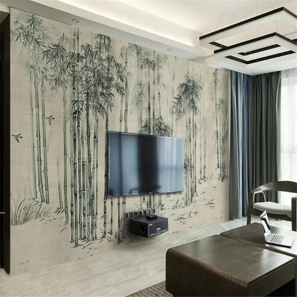 

custom wallpapers beautiful scenery wallpapers hand painted new chinese bamboo tv background wall