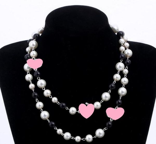 

designer long sweater chain collar maxi necklace simulated pearl flowers necklace women fashion jewelry bijoux femme christmas gifts, Silver