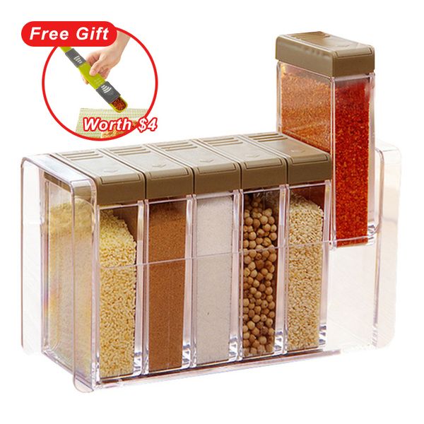 

kitchen seasoning bottles jars boxes plastic spice lid can sugar layers storage organizer box home organization accessories item