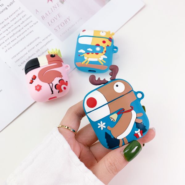 

protective case for airpods 1/2 bluetooth headset cover for apple 1/2 fashion silicone cute animal print storage box 5 styles wholesale