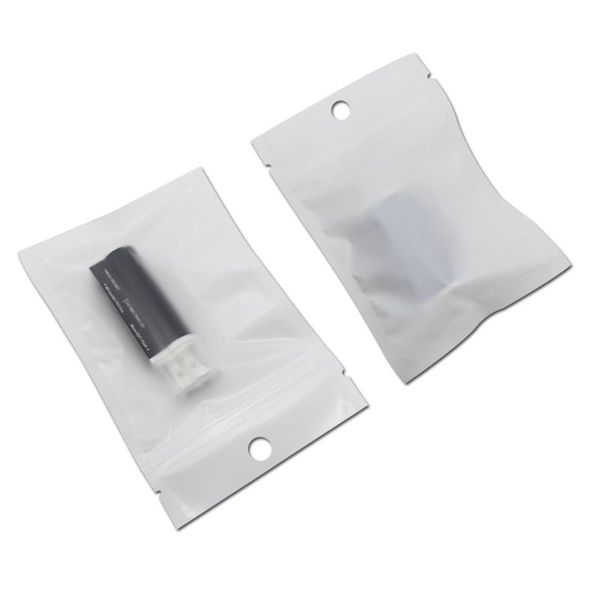 

reclosable matte white plastic zip lock storage packaging self sealing zipper pouches jewelry making crafts bags with hang hole