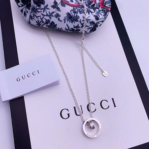 

fashion simple style double ring necklace luxury 925 silver necklace woman pendant necklace jewelry supply