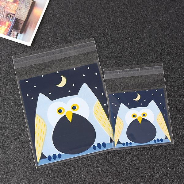 

500pcs cute owl cellophane biscuit bags christmas gift cookie plastic bags wedding candy packing opp with self adhesive