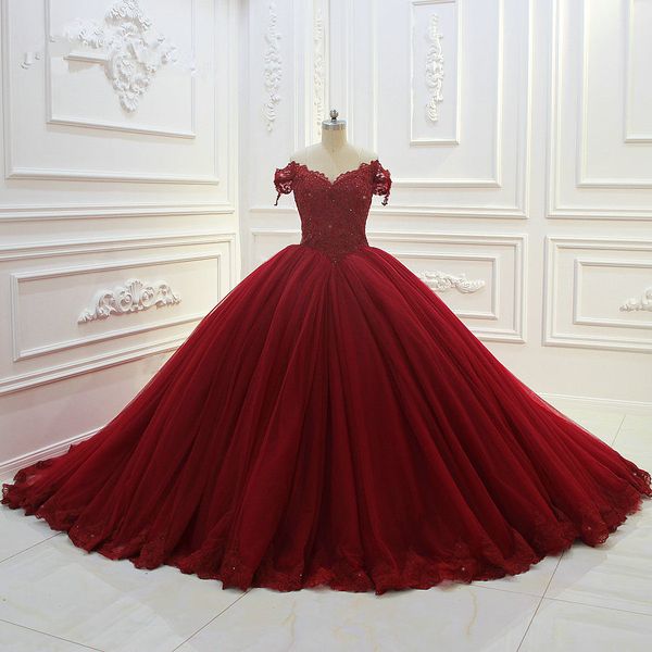 

2019 vintage ball gown quinceanera dress luxury off shoulder lace appliqued prom evening gown african formal party dresses real pictures, Black;red