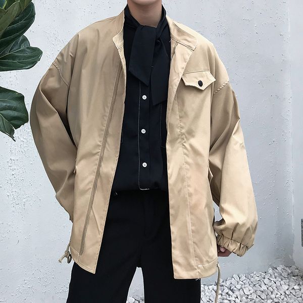 

2019 весна и лето новая корейская версия прилива простая пара сплошной цвет кампуса ветер случайный свободный воротник куртки, Black;brown