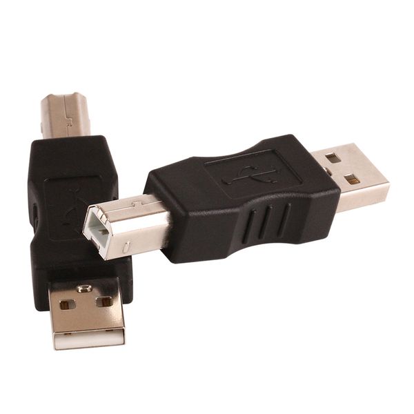 Black atacado zjt01 usb macho A para B impressora scanner cabo adaptador conversor m / m extensão extensão conector