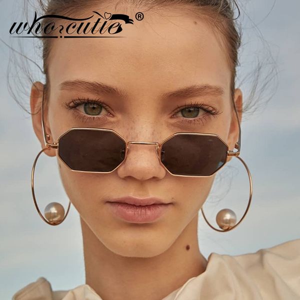 

vintage fashion octagon sunglasses 2019 brand designer small polygon frame 90s sun glasses female shades for women trendy s115, Blue