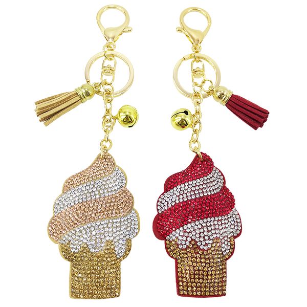 

fashion colorful korean velvet cream cone keychain pendant tassel bag charm, Silver