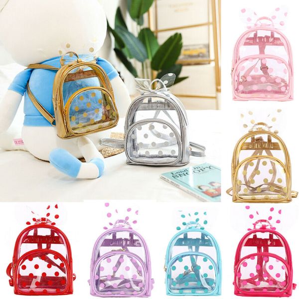 

transparent pvc backpack girls waterproof school bag children clear bow backpack