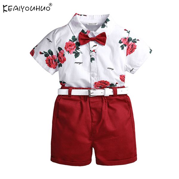 

summer kids clothes sets toddler boy colthes t-shirt+pants gentleman tracksuit for boys sport suit 2-7 years children clothing, White