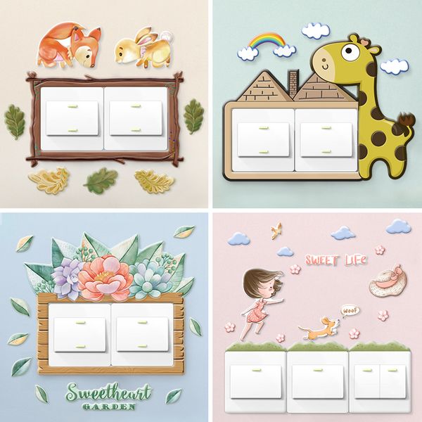 

waterproof fluorescent glow cactus wall home decoration sticker luminous pu switch protective cover kids room bedroom decor