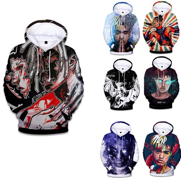 

designer pullover hoodies xxxtentacion 3d hoodies men/women casual pullover streetwear xt hoodies sweatshirt male hooded crewneck with hat, Black