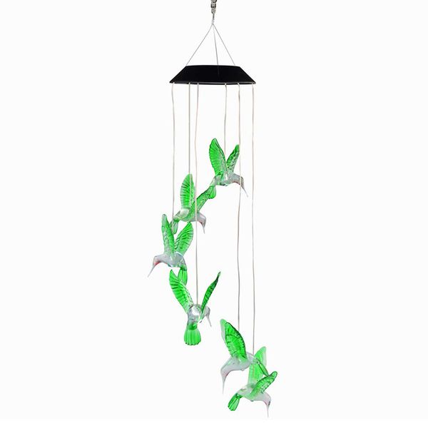 2020 Solar Hummingbird Wind Chime Solar Bird Lights Changing Color