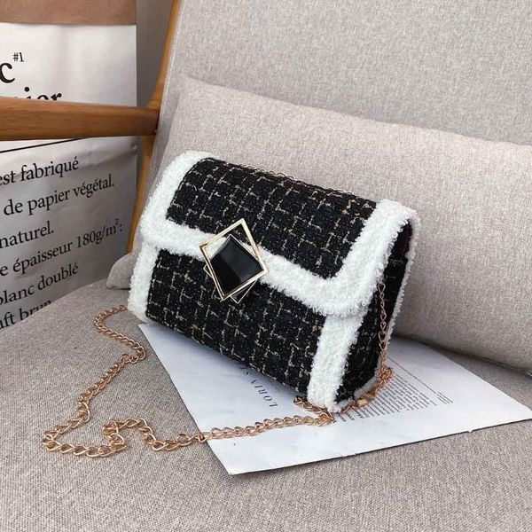 

#h25 плюшевые плед crossbody сумки для женщин 2020 новая шерстяная цепочка сумки женское плечо сумка-мессенджер маленькая квадратная сумка s