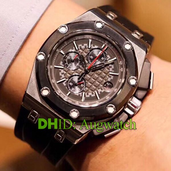 

luxury mens watches satch chronograph 44mm titanium cermic bezel sapphire crystal rubber strap mens watches waterproof wristwatches, Slivery;brown